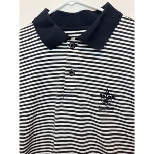 Callaway Golf CABIN BLUFF SEA ISLAND Striped Polo Shirt Mens Large‎ Black White